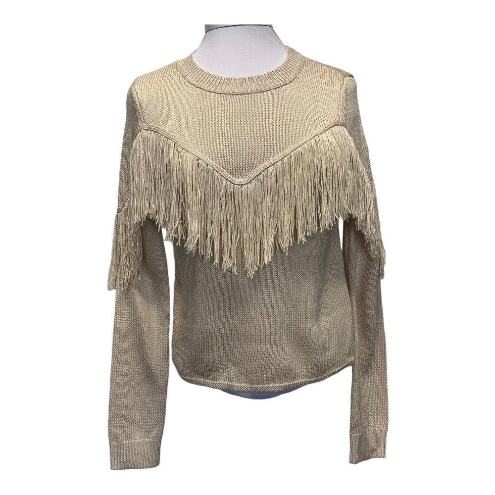 House of Harlow 1960 x Revolve Marlie Fringe Beige Sweater Ladies SMALL